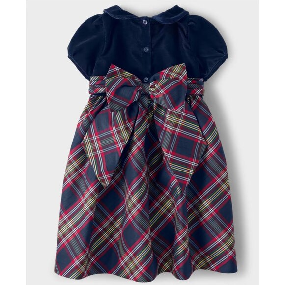Gymboree Girls Size 8 Velvet & Plaid Holiday Dress Navy/Red - Picture 2 of 7